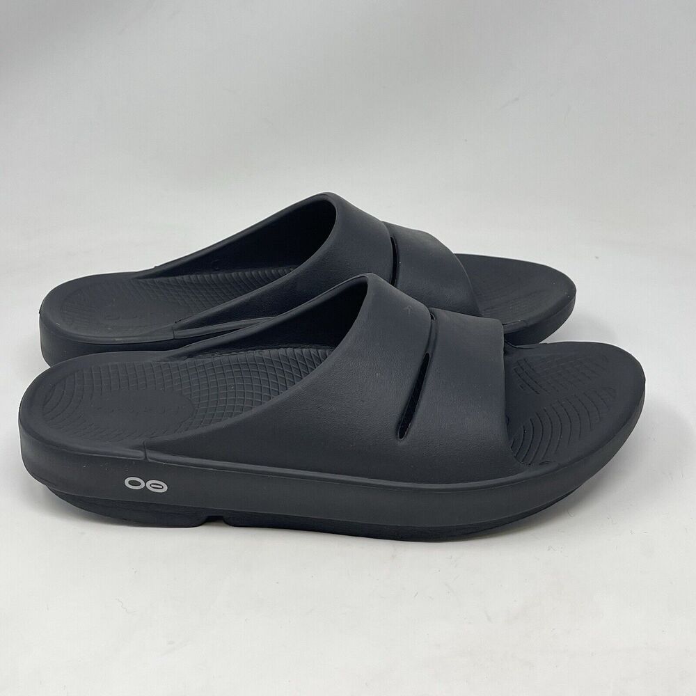 OOFOS Black Slide Sandals